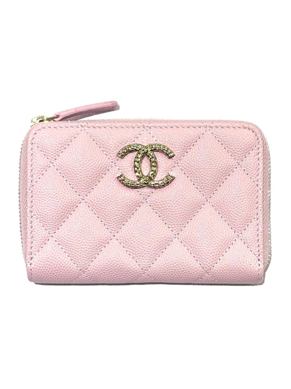 Chanel Quilted Coin Purse Pink Caviar Leather Hustamp